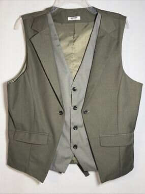 Coofandy Men’s Medium Layered Vest Army Green Formal